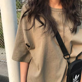 Fongt Summer Dress New Korean Embroidered Short-Sleeved T-Shirt Women's T-Shirt Ins Tide Loose Plus Size Student Half Sleeve