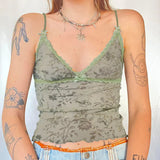 New Summer Women's Auricularia Auricula Slim And Color Retro Printed Lace Halter Vest-Outfit