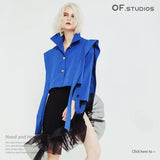 Fongt New Retro Tender Loose-Fitting Shoulders Long Ribbon Winding Short Coat QD876