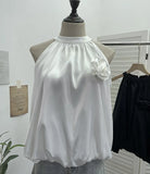 Fongt Shooting French Gold Wind Hanging Shoulder Waistcoat Woman Design Feel Sleeveless Bud Top Loose Shirt 1170