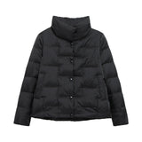 Autumn And Winter Trapezoidal White Duck Down Down Jacket Thin Loose Casual Big Lapel Collar Short Coat Tide-Outfit