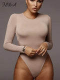 O Neck Long Sleeve Solid White Sexy Bodysuit Women Black Autumn Winter Body Top Gray Casual Lady Streetwear