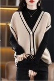 Knitted Vest Cardigan Women Elegant V-neck Sleeveless Sweater Tops Casual Knitwear Chaleco Coats New Malhas