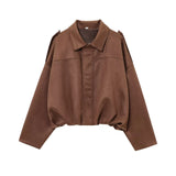 Fongt New Fashion Temperament Imitation Leather Effect Bomber Jacket 4344655