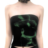 Fongt New Summer Women's Wear Bump Color Slim Bottom Inside The Sexy Heart Open Shoulder Wipe Chest Crop Vest-Outfit