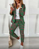 2023 Women's Suit Blazer Pants Elegant Outfit Casual Turn-down Collar Office Lady Long Sleeve Blazer Trousers костюм