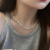 Galaxy Silver Pearl Necklace-Outfit