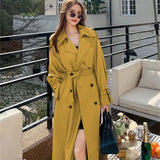 Fongt Women's Long-Term 2025 Spring And Autumn Black Korean Version Of Large-Size Small Man Popular British Wind Coat Over The Knee Coat