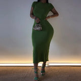 2021 Summer Cotton Soft Dresses Women Sexy Short Sleeve Tight Club Vestidos Lady Stretchy Clothing Black Outfit