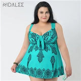 One Piece Swimsuit Women Plus Size Swimwear Bowknot 10XL Retro Vintage Bathing Suits Beachwear Print Swim Wear