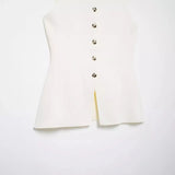 Fongt New Gold Button Trim Flat Needle Vest 4192100