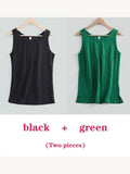 Women's Blouses Cotton and Linen Sleeveless Tops Shirt Female O Neck Summer Solid Green Tunic Blouse Basic