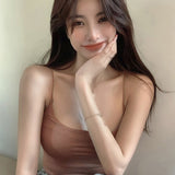 Fit Sleeveless Tank Top Summer Women's Camisole Lightweight Crop Top Spagetti Strap Solid Color Casual Base Shirt-Outfit