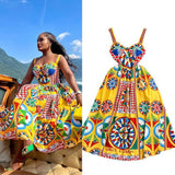 Fongt Court Baroque Sling Sling Dress Seaside Holiday With Thin Letter Positioning Printing Dress