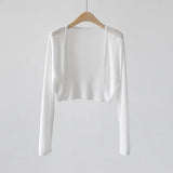 Fongt Silk Knitted Jersey Coat Women's Summer Shawl Spring With Thin Shoulder Air-Conditioning Shirt Short