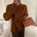 Fongt Women's Autumn And Winter Half-High Collar Long-Sleeved Sweater 2025 High-Collar Thick Wool Knitted Bottom Coat