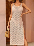 Fongt Loose Long-Slendinal Side Open Fork Beach Hollow Knitwear Sunscreen Woman