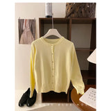 Fongt Style Gentle Retro Small Gold Button Net Version Long-Sleeved Knitted Shirt Women Autumn Collar Soft Glutinous Sweater