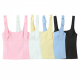 Fongt Sling Sling Waistcoat Women Wear Chic Design Elastic Short Inner Sleeveless Top