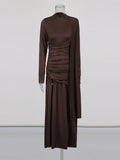 Fongt Temperament Dress Autumn 2025 New Solid Color Trim High-End Design Metal Decorative Dress Women's
