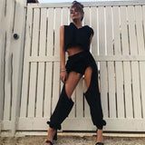 Hop High Waist Hollow Out Casual Trousers Streetwear Cargo