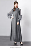 Fongt Folds Solid-Colored Dress Women's Niche Light-Cooked Three-Dimensional Flowers Loose Thin-Skinny Long Dress