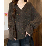 Fongt And Winter New Hook Hair Ball V. Loose Draw Rope Knitted Sweater Design Set Sweater