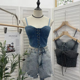 Fongt Beat With Chest Pad Adjustable Strap With Denim Vest Strap Strap Slings Bras