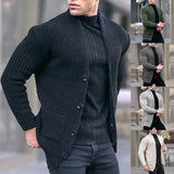 Fongt Casual Men's Cardigan Long Sleeve Loose Solid Color Pocket Button Slim Men's Autumn And Winter New