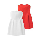 Fongt New Women's Fashion Solid Color Sleeveless Sexy Chest-Widthed Dress