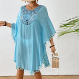 Fongt Dress 2025 New Beach Hooded Hook Splicing Tunne Bikini