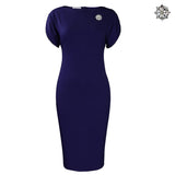Fongt New Short Sleeve Round Collar Fashion Elegance OL Packed African Grand Dress