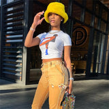 Summer Harajuku Crop Top Casual Crop Top Women Clothes Character Print Slim Basic Tee Streetwear T-shirt Aesthetics Vintage