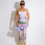 Fongt Dress Design Fun Human Body 3D Printed Bare Back Sling Dress