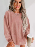 Fongt Large-Size Women's Fashion Leisure Daily Solid Color Buff Long-Sleeved Collar Collar Collar