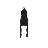 2024 Spring New Sweet Gentle Sexy Mature Beautiful Elegant Party Queen Women'S Short Neck Ruffled Tassel Dress-Outfit