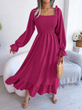 Shooting 2025 Spring And Summer Leisure Side Horn Sleeves Big Swing Lotus Leaf Side Dress Women's