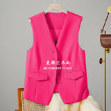 Fongt Vest Women's Small Vest 2025 Spring And Autumn New Repair Outside The Folding Wear Women's Shoulder Black Short Horse Clip