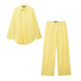 Fongt Spring And Summer New Striped Loose Shirt 3217253 Pajamas Trousers 6929414