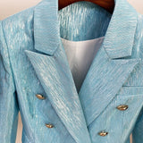 QUALITY Newest 2023 Designer Jacket Women's Double Breasted Lion Buttons Slim Fitting Shimmer