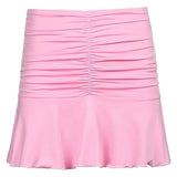 Boho Beach Skirts Summer High Waist Floral Printing Ruched Slim Short Mini Skirt A-line Bottoms Party Vacation