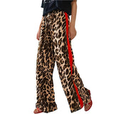 Fongt Spring And Autumn Women's Net Red With The Same Leopard Print Splicing Temperament Loose-Legged Trousers