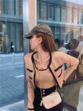Fongt Bing Color Knitted Jersey Coat Women's Small Fragrant Summer New Sling Vest Short Top Two
