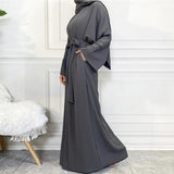 Fongt Robe Skirt Coat Women's Explosive Middle East Turkey Solid Color Big-Size Cardigan 2 Sets
