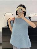 Fongt Folding Irregular Short-Sleeved Women's T-Shirt Small Design Folding Top Dress Girl Summer Lazy Wind
