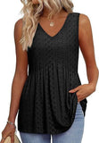 Fongt New Women's Vest Flowing Lotus Leaf Side Top Women's Elegant Sleeveless V-Neck Doll Vest