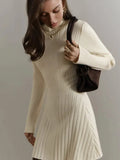 Fongt Half-Necked Dress Knitted Dress Spring 2025 Temperament Tweed A-Word Skirt