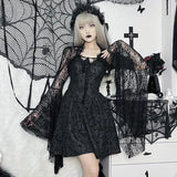 Temperament Dark Jacket Female Sexy Thin Cos Horn Sleeve Lace Cardigan-Outfit