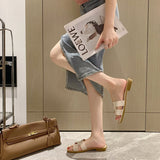 Fongt Xiangfeng Slippers Women's New Summer 2024 Summer Wears Low Heel With Skirt Temperament Women's