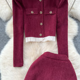 Fongt Dress Girl Autumn And Winter High-End Collar Bubble Sleeve Top Skirt Two Sets 0605